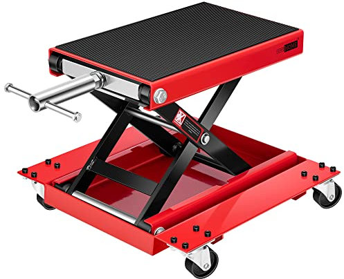 VIVOHOME Cavalletto Moto Sollevatore 500KG Carrello Sposta e ATV Forbice in Acciaio con Carrello e Manovella per Riparazione Garage