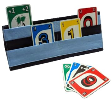 Spielkartenhalter aus Stoff - Handgefertigt & Praktisch | Ideal für Kinder, Senioren & Menschen mit Handicap (Dunkelblau-Mix)