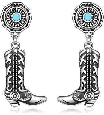 ONEFINITY Orecchini Da Cowgirl In Argento Sterling 925 Stivali Da Cowboy Texas Orecchini Pendenti Pendenti Country Natale Gioielli Occidentali Regali Di Natale Per Donne Ragazze