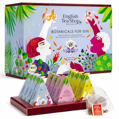 Botanicals for Gin Set, Geschenkbox Gin Gewürz-Kollektion, BIO, 12 Pyramidenbeutel