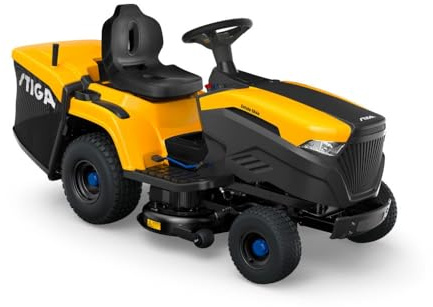 STIGA Estate 584e Rasentraktor 84 cm – Akku Rasenmäher mit Mulchfunktion, 48V 40Ah Li-Ion – Rasenmähertraktor mit 240L Auffangbehälter, 3 Schnittmodi & Schnellladegerät