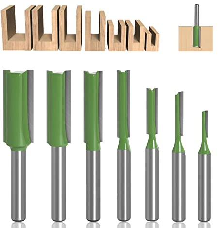 Acboor Nutfräser, 7 Stück Fräser für Oberfräse 6mm Schaft Gerade Fräser Set Holz Fräser Router Bit Oberfräser Nutfräser Holzfräser Fräser-3mm,4mm,5mm,6mm,8mm,10mm,12mm