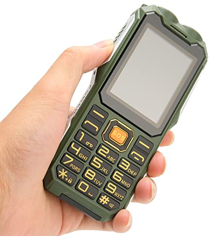 Seniorer Olåst Telefon, Mobiltelefon Stor Knapp med 2,4-tums HD-skärm, 2G Dual SIM Olåst Telefon med Dubbla LED-ljus Enknapps Ficklampa, Stöd 2G GSM Quad Band 850,900,1800,1900 (Grön)