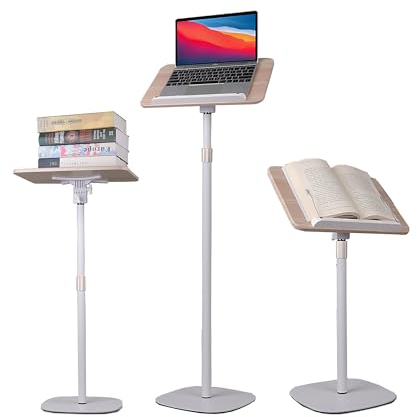 Hocoder Buchständer zum Lesen, verstellbarer Podiumständer, Kochbuchständer, Musikständer, Holzboden, Bibelhalter, Ständer mit Seite, Büroklammer, freihändig