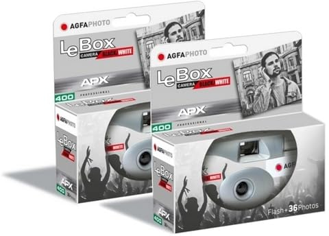 AgfaPhoto Pack 2 x 601026 - Appareil Photo Jetable LeBox Black&White, 27 Photos, Objectif Optique 31 mm - Gris