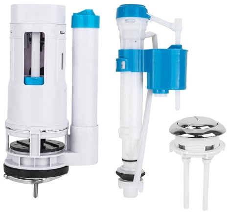 XTDMJ Toilet Flush System Replacement, Dual Flush Fill Toilet Cistern Kit, Adjustable Toilet Dual Flush Valve with Push Button for Home Bathroom(Suitable for Tank Depth 21-26cm)