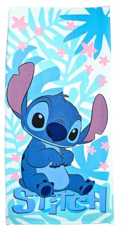 My sweety pop Strandtuch Stitch – Badetuch – Lilo und Stitch – Kinder – 70 x 140 cm – 100 % Polyester – Urlaub – Geschenkidee – Stitch – Weiß/Blau