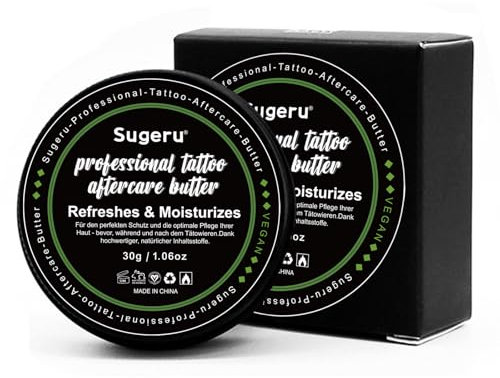 Sugeru Crema para Tatuajes - Mantequilla de Tatuaje - Crema Tatuaje - Tatuaje Diario y Cuidados Posteriores - Crema Tatuajes - Brillo de Color - Hidratante Natural para el Cuidado de La Piel (30g)