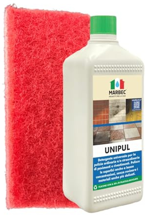 MARBEC Unipul® 1LT + Tampone Rosso | Detergente universale concentrato per pavimenti, sgrassa, pulisce senza aloni su ogni superficie