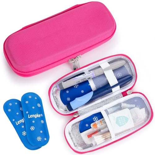SUNMON Borsa Termica per Insulina, Porta per il Trasporto di Diabetici, Borsa Refrigerante Portatile con 2 Borse per il Ghiaccio, per Penna per Insulina e Forniture per Diabetici (Rosa Rossastro)