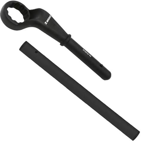 WEDO Ringschlüssel- und Verlängerungsstangen-Set, 2-teilig, 30 mm, 75-Grad-Ringschlüssel, Länge 200 mm, Verlängerungsstangenlänge 460 mm, 40CRV, einmalig gestanzt, hohe Festigkeit,