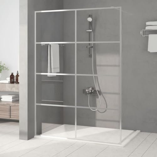 Home Garden - Ducha de pared plateada de 140 x 195 cm, cristal transparente ESG
