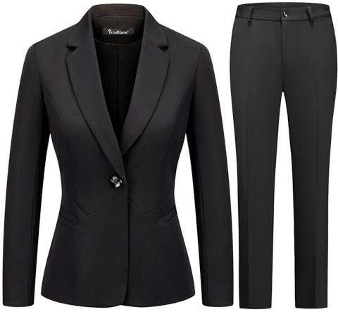 TRONSTORE Damen Business Anzüge für die Arbeit Professionelle 2-teilige Slim Fit Outfits für Frauen, Schwarz, Groß