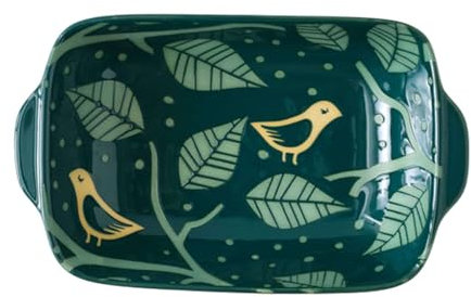 LYVQZPWLR Ceramic Oven Dishes, Nordic Ceramic Baking Dish For Oven, Rectangular Lasagne Dish With Handle, For Casserole Tapas Pies-Black-Fish(Bird,Grün)