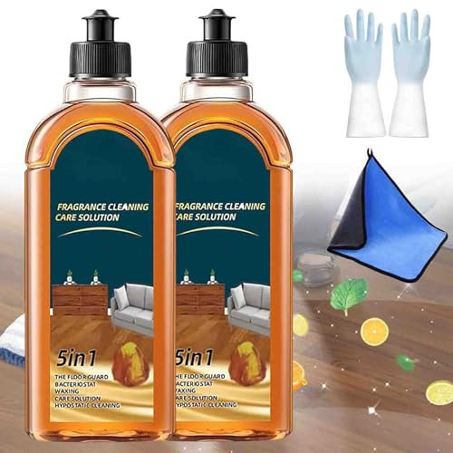 Spainho Floor Cleaner, 500ml Spainho 5 in 1 Floor Cleaner, Aucosh FloorCleanerfor Wood, Tile Floors, Powerful Decontamination FloorCleaner, Natural Shine, Effortlessly Clean Your Flooring (2Pcs)
