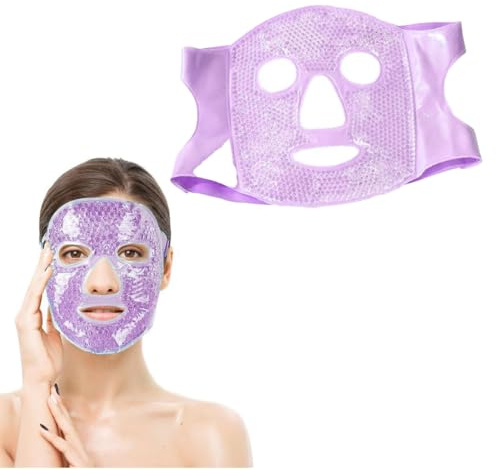 JEYORZY 1x Kühlmaske, Eismaske Gesicht, Gesicht Kühlpads Augen Eismaske Ice Mask Die Kühlende Eis-Augenmaske Kann Als Heiße Kompresse Verwendet Werden, Gesicht SPA für Kopfschmerzen, Hautpflege, Lila