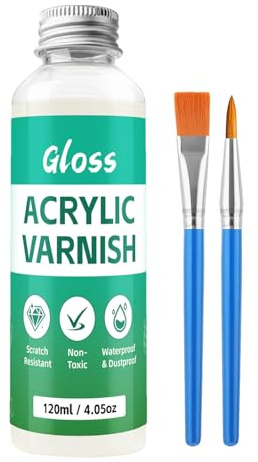 Air Dry Clay Varnish, Air Dry Clay Glaze Kit with 2 Brushes, Varnish to Prevent Crack and Yellow, for Craft Pottery, Oil Painting, Wood, High Gloss Scratch Resistant Waterproof