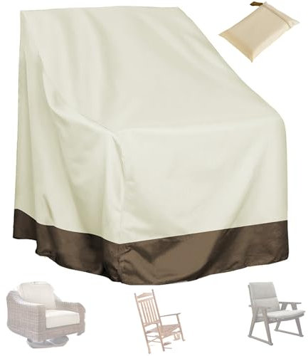 Impermeable Fundas para Silla Mecedora para Exteriores, Cubierta Protección para Rocking Silla de Madera, Fundas Protectora para Sillón Balancín Relax (Size:420D : 70 * 83 * 99cm,Color:Beige Coffee)