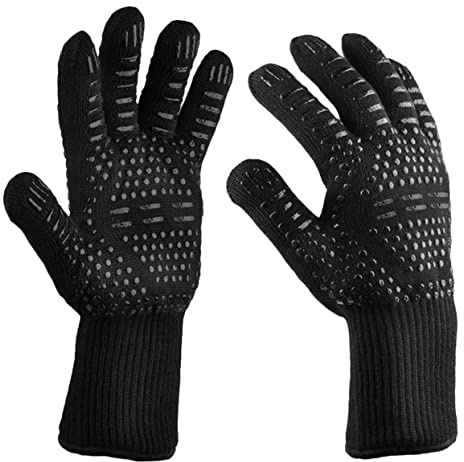 LIFKICH 2 pièces de Bbq de Protection Résistants Chaleur et Ignifuges pour Cuisine et Barbecue Noir