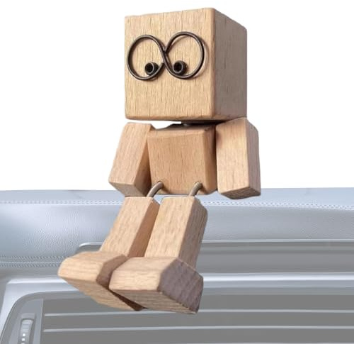 Generisch Schüttelmann Holz - Wackelnder Holzmann Für Auto Armaturenbrett | Lustige Dekofigur Mit Nickfunktion Aus Naturholz | Schwingfigur Autos Deko - Retro Geschenk Kinder Erwachsene