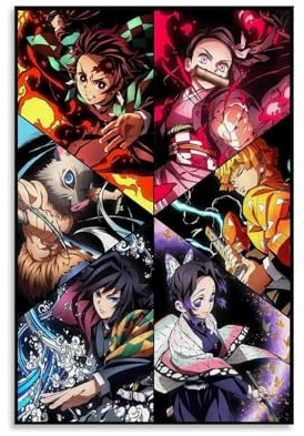 Generisch Wall Art Demon Canvas Japanese Animation Poster Slayer Für Zimmer, Ästhetische Leinwand-Wandkunst, Schlafzimmer-Dekor Poster 12x18inch(30x45cm)