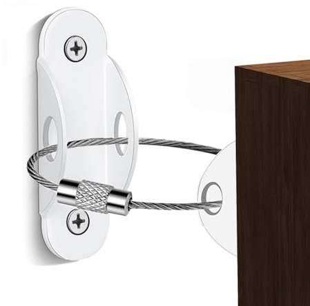 Kit antivuelco para muebles, correa de pared resistente de 20 cm | armario a prueba de niños, cuerda de alambre fuerte, soporte de metal, dispositivo de seguridad para muebles, aparador