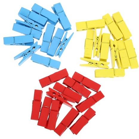SMASOLO 30 Pezzi Mini Mollette in Legno Colorate Clip Multicolore per Foto e Artigianato DIY Piccole Mollette Leggere per Decorazioni Festa Segnaposto e Memo Rosso Giallo Blu