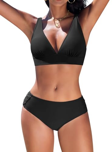 Nadeer Costume da Bagno Donna Scollo a V Triangolo Due Pezzi Push Up Bikini Set Imbottito Reggiseno Sexy Costumi da Mare Spiaggia Beachwear Swimwear