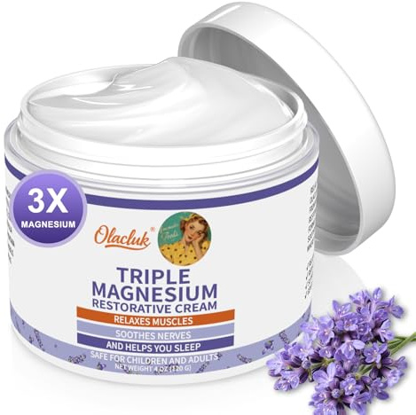 OLACLUK Magnesium Lotion for Sleep - Nighttime Magnesium Butter Cream for Feet & Leg, Topical Sweet Sleep Body Butter - Relaxing, Soothing for Kids & Adults (4 oz, Lavender)