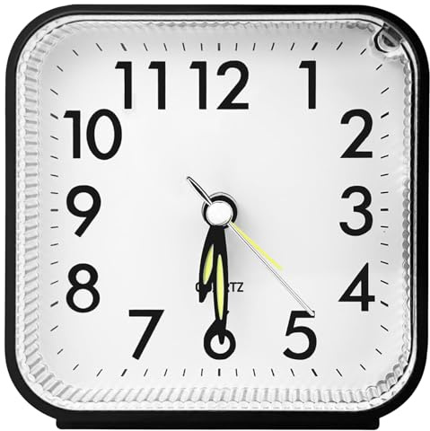 Binnan Reloj Despertador Analógico Silencioso, Reloj Despertador De Viaje Sin Tictac con Luz Nocturna Función de Repetición, Reloj de Mesa, para Dormitorio, Oficina, Viajes