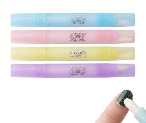 ITCGOB 4 Pièces Stylo Correcteur de Vernis à Ongles, Stylo Nettoyant Ongles de Précision Réutilisable pour Manucure et Pédicure, Effaceur de Vernis avec Pointes de Rechange, Bleu/Rose/Jaune/Violet