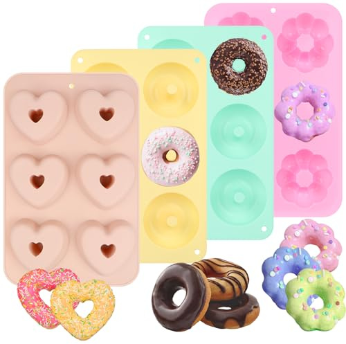 LHOEST Silicone Donut Moulds for Baking Doughnut Mould Tray BPA Free | Non-Stick Moulds Silicone Doughnut Mould 6 Cavity Doughnuts Pan Tray Donut Mould for Muffins Bagels Cookies Cakes Biscuit DIY