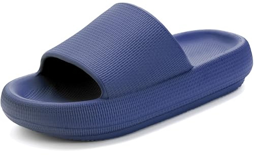 Misolin Womens Slipper Tofflor damer Sommar Strandsandaler Halkfria och Lätta Duschskor Med öppen tå Stötdämpande och extra tjocka Anti-Skid Sula Slides,Blå 40/41 EU