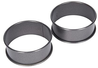KitchenCraft 2er-Set Antihaft-Poachette-Ringe, spülmaschinenfeste Kochringe, 9cm Durchmesser x 3,5cm tief, 1 Set