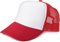 styleBREAKER Unisex 5-Panel Trucker Cap mit Mesh-Einsatz | verstellbares Basecap mit Click Snap Verschluss | luftiges Netz Cap für Damen und Herren, Farbe:Weiß-Rot
