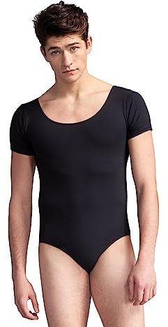 Capezio Tactel Herren Gymnastikanzug, kurzärmelig, schwarz, Large