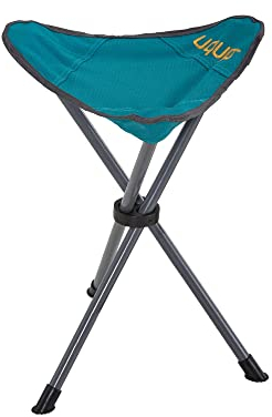 Uquip Dreibeinhocker Darcy Petrol I Faltbarer Campinghocker mit 100 kg Traglast I kompakter Klapphocker aus Stahl & Polyester I Falthocker für Camping, Wandern, Radtouren, Festivals & Reisen