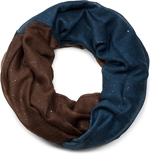 styleBREAKER Damen Loop Schal Glitzer Farbverlauf 89x91cm, Dunkelblau-Bunt