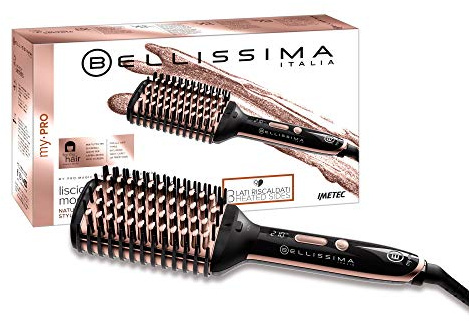 Bellissima My Pro Magic Straight Brush PB11 100, elektrische Glättbürste, 3 beheizte Außenseiten, Ionen-Technologie, Keramikbeschichtung, Temperaturregelung von 160° C bis 210° C