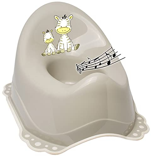 alles-meine.de GmbH Musik & Sound - Anti RUTSCH - Töpfchen/Nachttopf/Babytopf - hell grau Tiere - Zebra Bieco - Melody - mit großer Lehne + Spritzschutz - rutschfest Anti..
