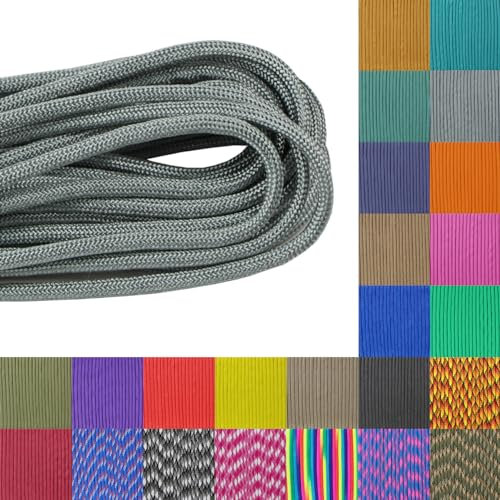 aufodara Paracord 33ft Schnüre Nylon Seil Survival kit Schnur 4mm 7 Kern Mehrzweck-Seil für Outdoor Armband Handarbeit Schlüsselanhänger Anhänger Haustier Halsband Hundeleine (Silber)