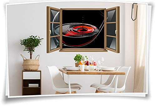 Medianlux Wand-Tattoo Wand-Bild Fenster Wein-Glas Rot-Wein Getränkt Tropfen Aufkleber Folie Deko Wohnzimmer Küche Folie Digitaldruck, 150x97cm wb22wb903-132298