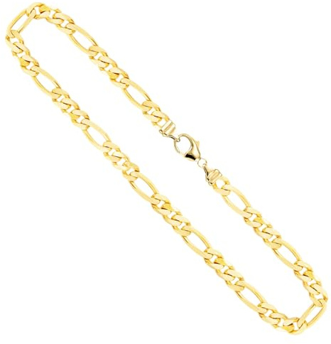 EDELIND Goldkette Herren Damen 5,3 mm Figarokette diamantiert Gelbgold 585 750 Halskette Gold mit Schmuck Geschenkbox