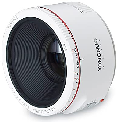 YONGNUO YN50mm F1.8 II Objektiv für Spiegelreflexkameras, Weiß kompatibel mit Canon