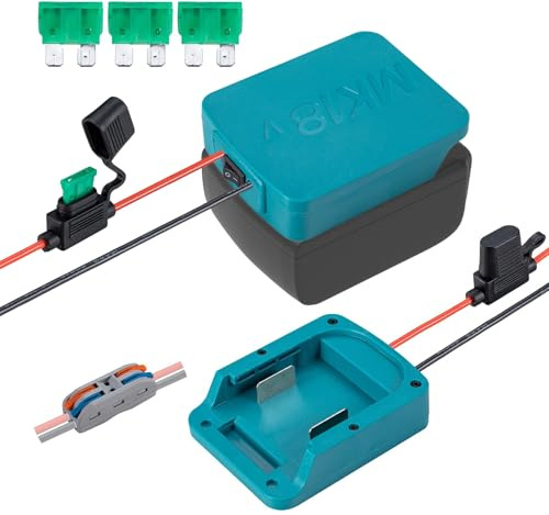 Power Wheel Adapter Compatible for Makita 18V Battery with Fuse & Switch & Wire terminals, Power Connector for Rc Car, Robotics, Rc Truck, DIY, Work for BL1860 BL1850 BL1840 BL1830
