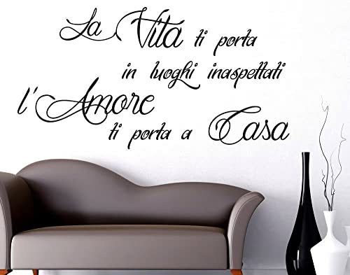 Scritte Adesivi Murali Frasi Italiano - Nero Frasi Farfalle Adesivo da Parete per DIY Casa Cucina Camera da Letto Adesive per Pareti Soggiorno Ufficio Decorazione Murale