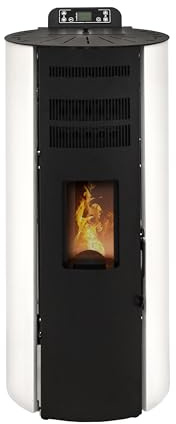 STUFE A PELLET ITALIA Boston 14 KW | Pelletöfen Effizienz 89% Heizt 130m² Autonomie 15 Std. Programmierbar 5 Geschwindigkeiten und Leistungsstufen 24 M Garantie Weiß