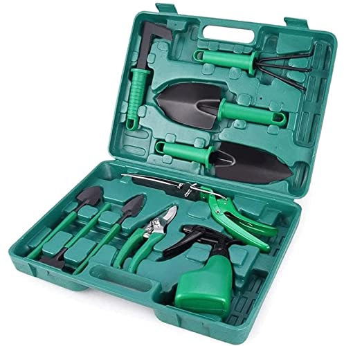 Ensemble d'outils de jardin, 10 pièces Kit de jardinage robuste Potable Durable Outils de plantation de jardinage Kit cadeau Cadeaux de jardinage pour femmes et hommes, Poignée antidérapante, Antiroui