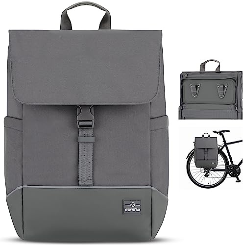 Johnny Urban Borsa per Bicicletta Grigio - Mika Bike - 2 in 1 Borse Posteriori Bici Zaino Scomparto per Laptop da 16 Pollici - Accessori Cestino - Impermeabile
