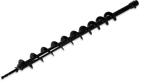 EBERTH Erdbohrer Gartenbohrer aus Stahl, 60 mm Durchmesser, Länge 800 mm, Aufnahme 20 mm, Gartenspiralbohrer schwarz lackiert, Bohrschnecke mit 45° Schneide, Steckverbindung mit Sicherungsbolzen